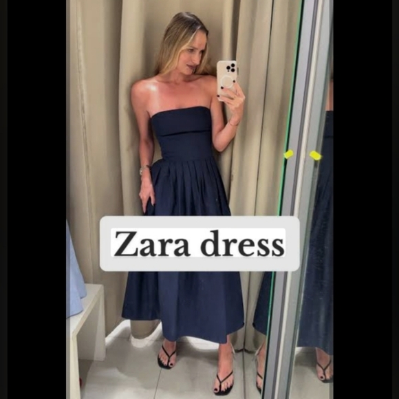 Zara Strapless Poplin Dress - Picture 4 of 7